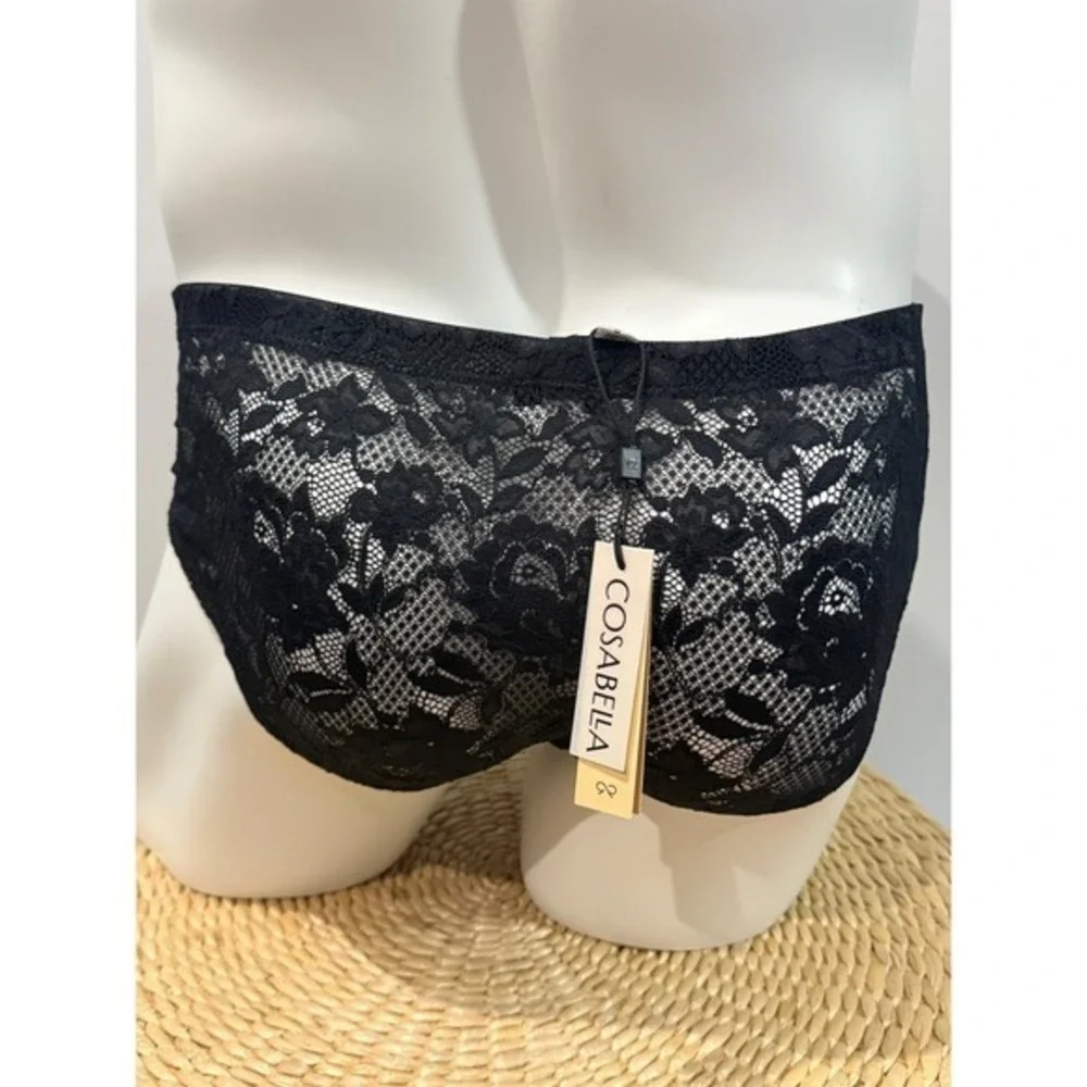 Cosabella Never Say Never Black Mid Rise Lace Brief Luxury Lingerie size L